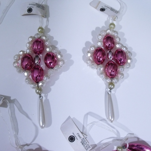 Martha Stewart Pink & White Beaded Ornaments - Picture 5 of 6